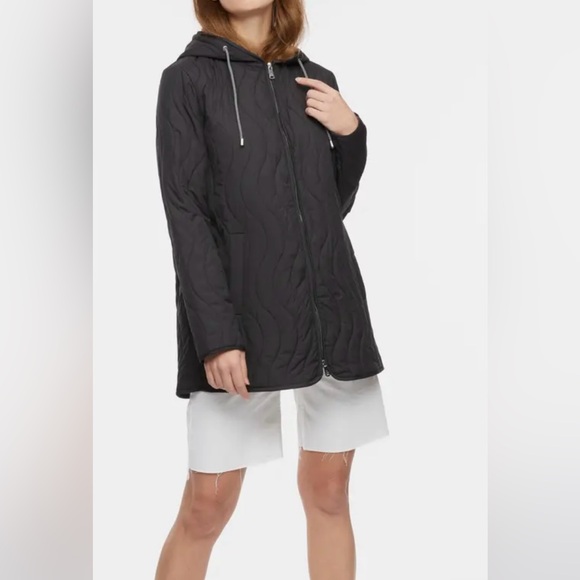 Bernardo Wave Quilted Swing Coat Black Size XS - Picture 3 of 16